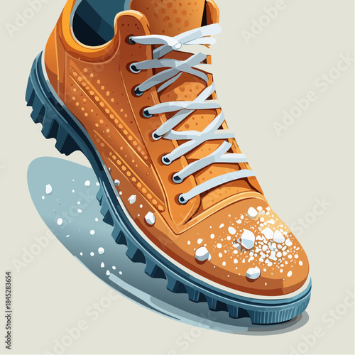 Vibrant orange sneaker with white laces and rugged sole