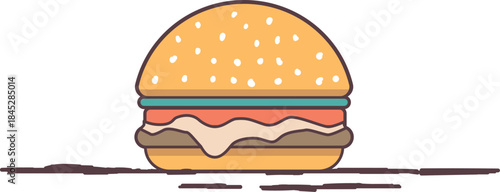 Hand-Drawn Cartoon Hamburger Illustration