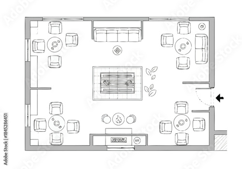 Modern Lounge Floor Plan Design layout architecture interior design icons