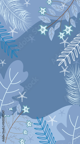Print Winter_Botanical_Background_poster_Snowflakes_Leaf_Illustrations_for_mobile_wallpaper