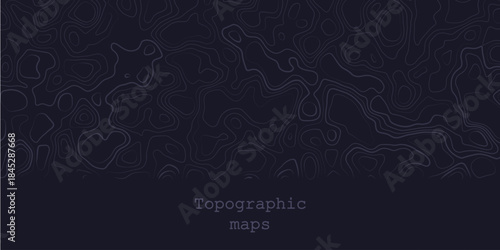 Luxury dark abstract topographic map background with white lines texture, wallpaper design for fabric , packaging , web, geographic grid map vector illustration.