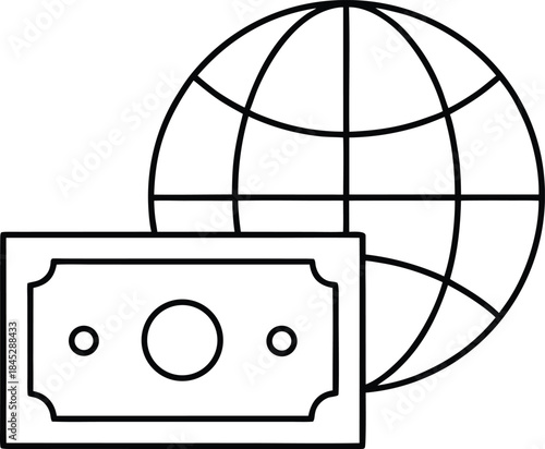 global payment line art vector illustration on transparent background