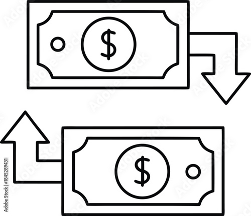 international money transfer line art vector illustration on transparent background