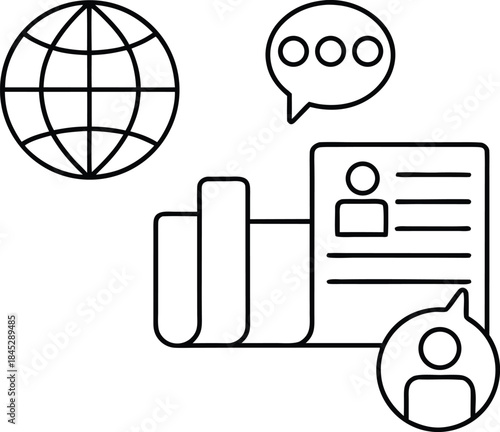 international news outline vector illustration on transparent background