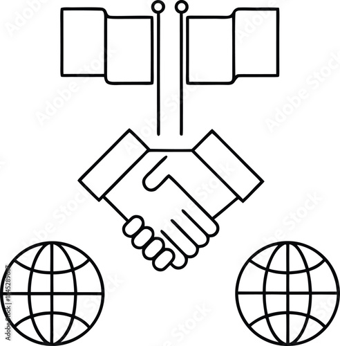 international relations outline vector illustration on transparent background