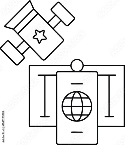 international security line art vector illustration on transparent background