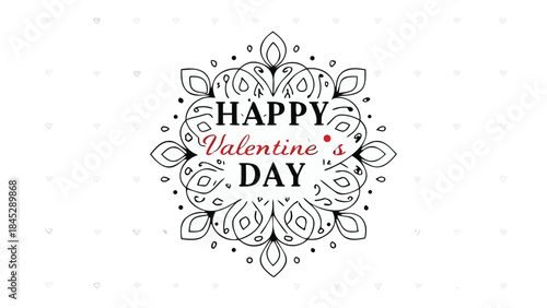 Stylized floral mandala with heart petals illustration for valentine's day celebration