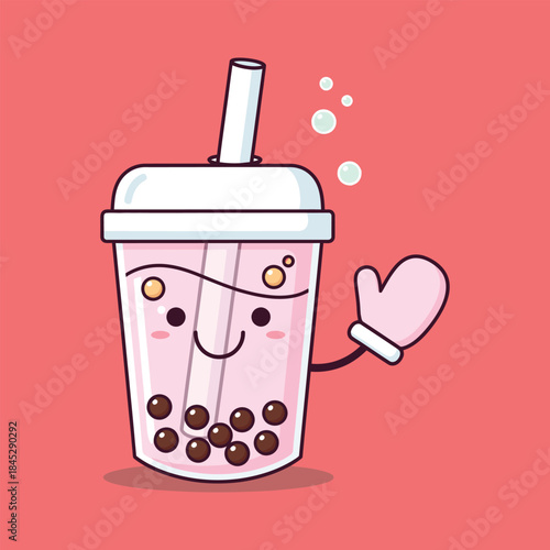 Wallpaper Mural Cute bubble tea with pearls and a winter mitten accessory Torontodigital.ca
