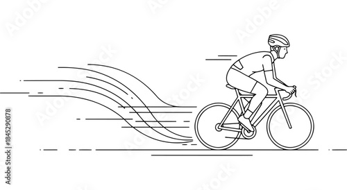 Cyclist in motion with speed lines Vector