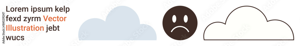 Fototapeta premium Weather forecast, emotions, mental health, design templates, mood , minimalist icons. A set of cloud designs and a sad face icon. Emotion and mental health concepts