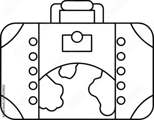 world travel bag line art vector illustration on transparent background