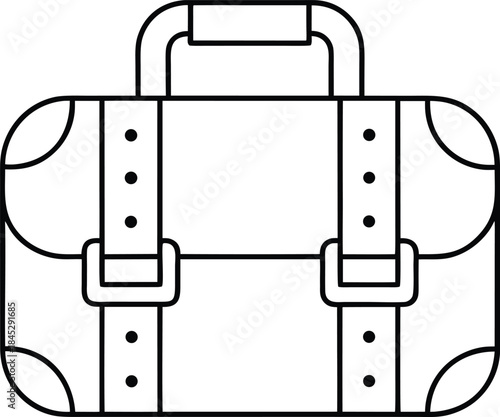 world travel bag outline vector illustration on transparent background