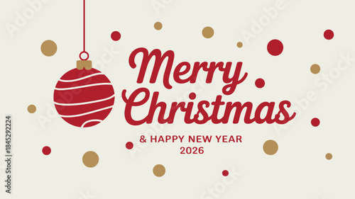Merry Christmas and Happy New Year festive greeting card