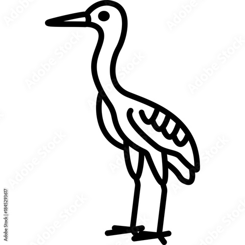 Ardea Heron Bird Line Icon: Wading Bird and Wetland