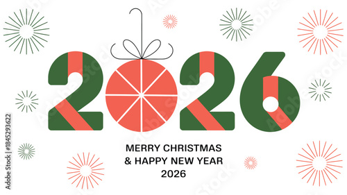 Merry Christmas and Happy New Year 2026 celebration