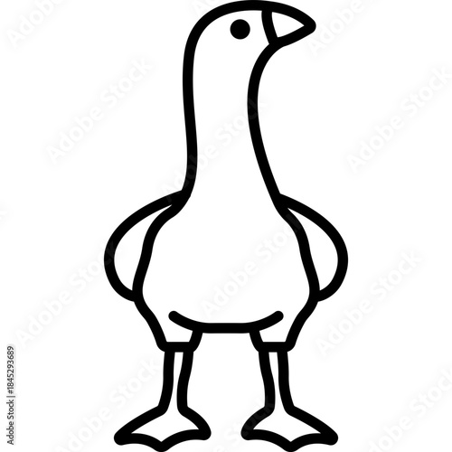 Duck Waterfowl Line Icon: Aquatic Bird and Pond