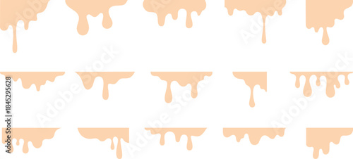 Dripping Sauce Borders Vector Set with Creamy Liquid Drips
