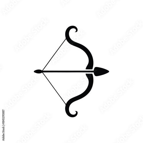 Black and white bow and arrow icon on
