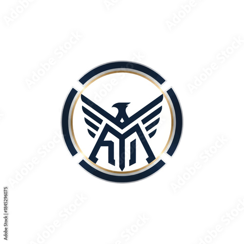 Stylized eagle emblem inside a circular ring suitable for branding and insignia design.
