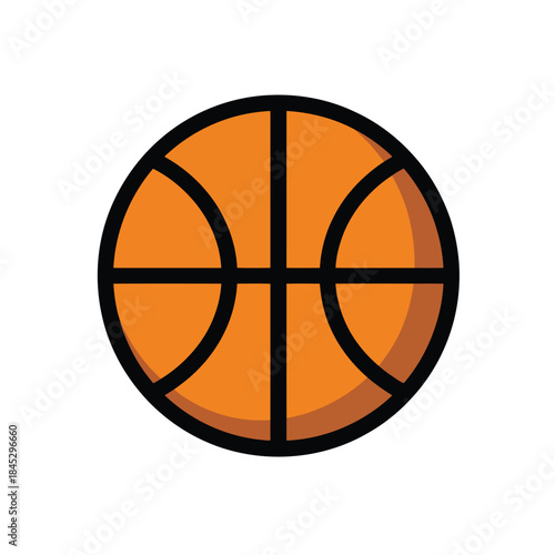 Basketball icon with black lines on orange background