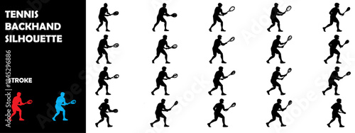 Tennis Backhand Stroke Silhouette Vector – Player Backhand Swing