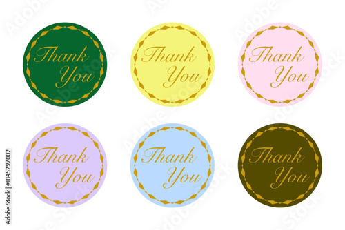 シックな配色でまとめた大人向け「Thank You」ギフト用円形バッジセット