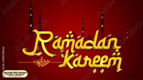 Holy ramadan kareem gold arabic typography style 3d editable text effect for mosque poster, quran cover, and spiritual branding.
