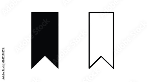 A simple illustration of two contrasting bookmark shapes black and white