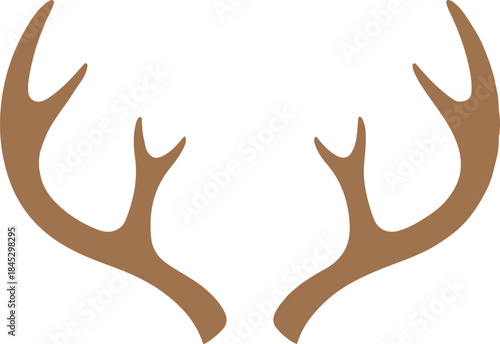 Vector illustration of a pair of simple brown deer antlers, isolated on a white background, suitable for logos or holiday designs.