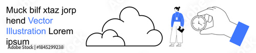 Business strategy, career navigation, digital transformation, data visualization, guidance tools, cloud technology. Hand holding compass, cloud and professional figure . Business strategies
