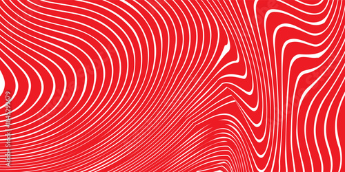 Vector graphic of red wavy lines pattern. Optical art,