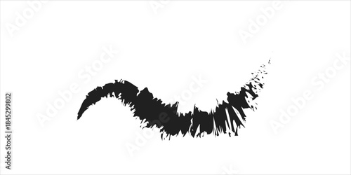 Curved Grunge Brush Stroke, Black Paint Splash Texture for Creative Design Projects. eps 10