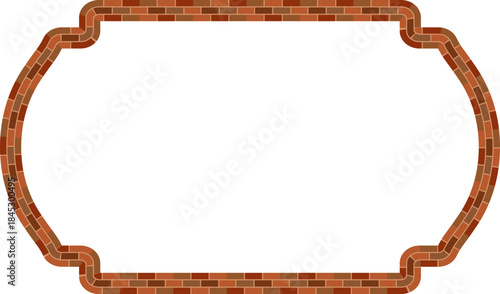 Rectangle Framebrick brickwork brown border picture frame vintage retro antique handcraft framework architecture decorative element isolated background 