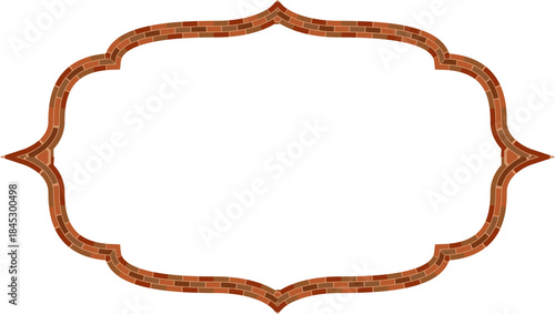 Rectangle Frame brick brickwork brown border picture frame vintage retro antique handcraft framework architecture decorative element isolated background 