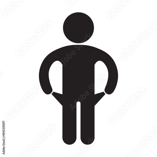 flat icon vector of person taking out empty pants pocket poor