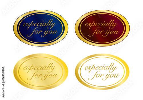 金縁楕円フレームに想いを込めた「especially for you」上品なギフト用ラベルセット