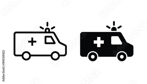 Ambulance icon vector. Medical car icon. Ambulance truck sign and symbol. Ambulance car