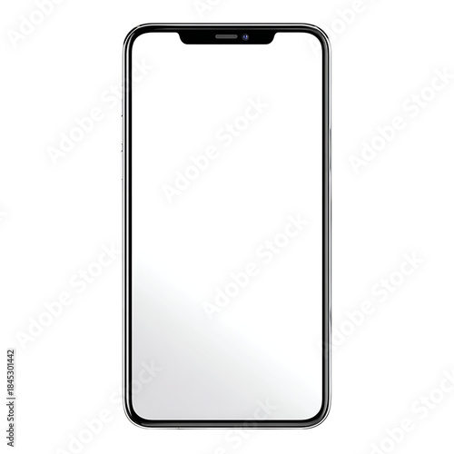 Grey mobile phone screen protector isolated on transparent background