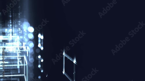 Innovative leuchtende Datenstrukturen - futuristische Datenströme in digitale Vernetzung, Technologie, IT, Internet, EDV, Algorithmus, Digitalisierung, Netzwerk, Business, Software, Identität, blau