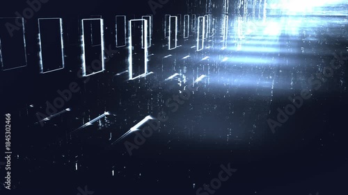 Innovative leuchtende Datenstrukturen - futuristische Datenströme in digitale Vernetzung, Technologie, IT, Internet, EDV, Algorithmus, Digitalisierung, Netzwerk, Business, Software, Identität, blau