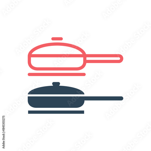 Frying pan icons set logo template design illustration
