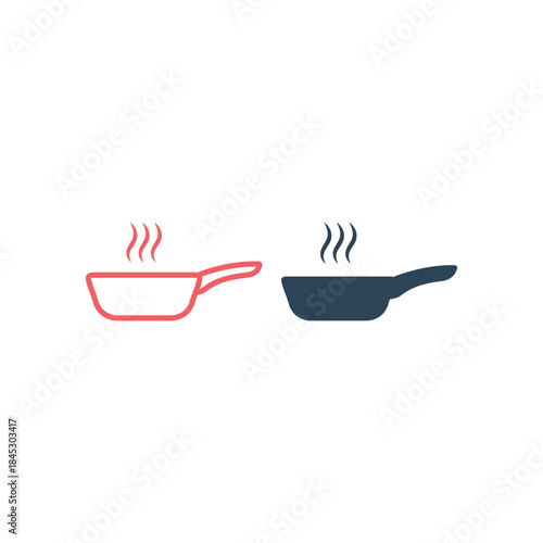 Frying pan icons set logo template design illustration