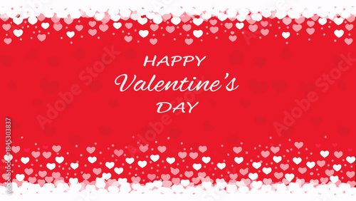 A vibrant red valentine s day background with scattered hearts and elegant text