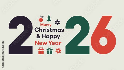 Merry Christmas and Happy New Year festive graphic