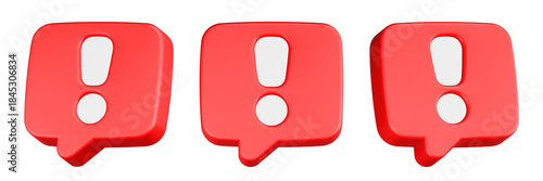 Tableau sur toile alert 3d rendering icon red bubble chat