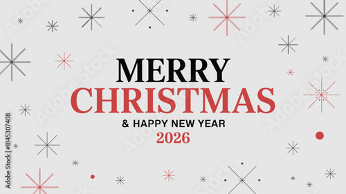 Merry Christmas and Happy New Year festive greeting card