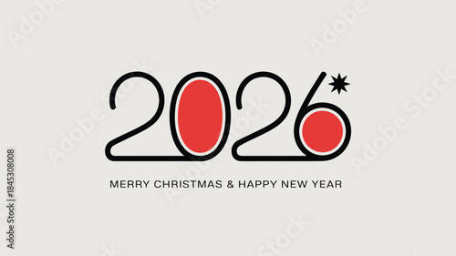Merry Christmas and Happy New Year 2026 greeting