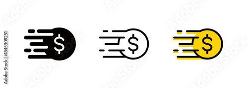 Fast money, quick payment icon, financial technology, investors' funds aiming for profits through quick transactions