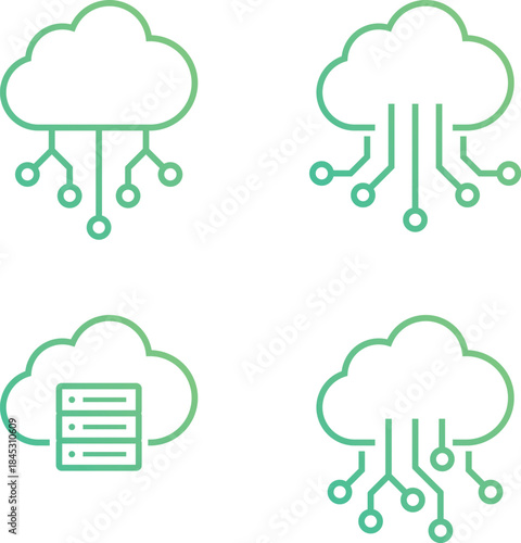 クラウドサービスやサーバーのアイコンセット
