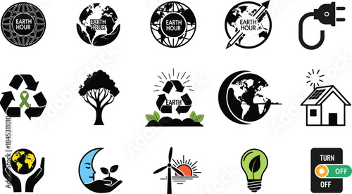 Set of environmental and Earth preservation icons and symbols